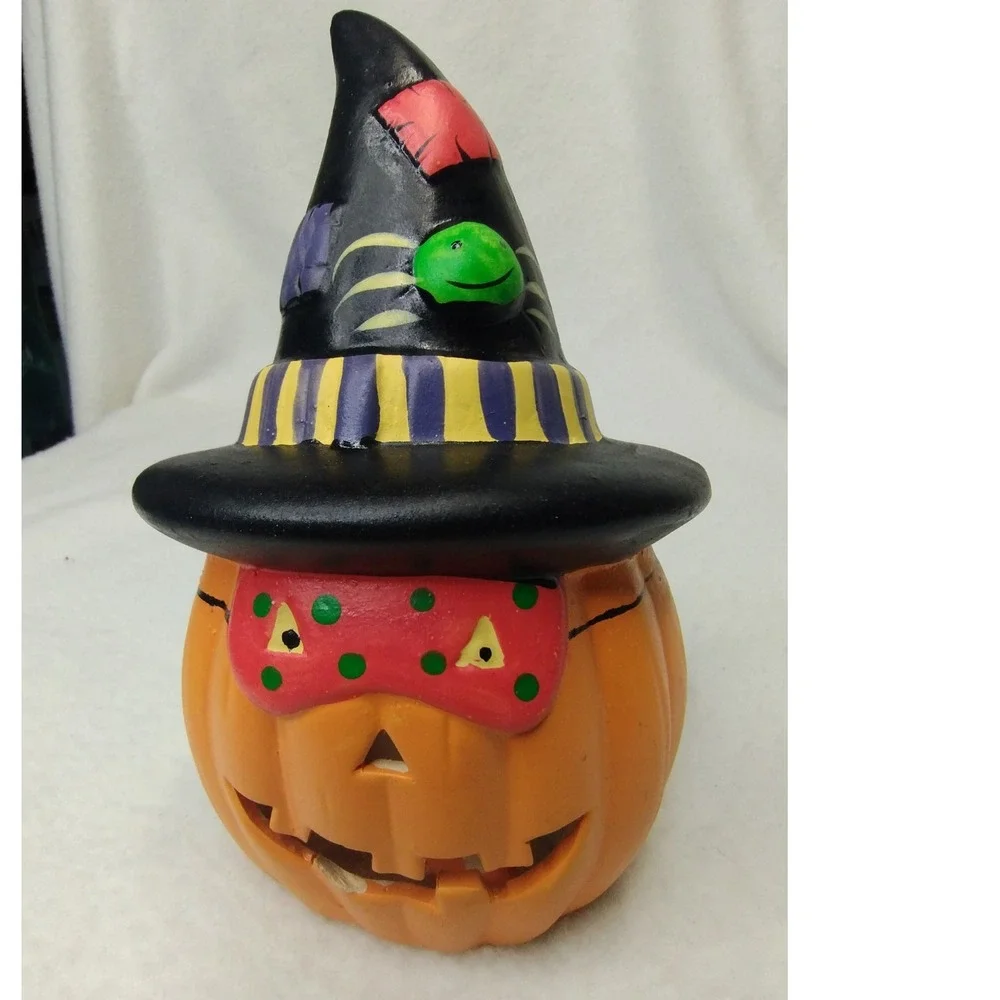 Halloween Pumpkin Witch Hat Light Up Decor‎ Spain's Inc Vintage Decoration